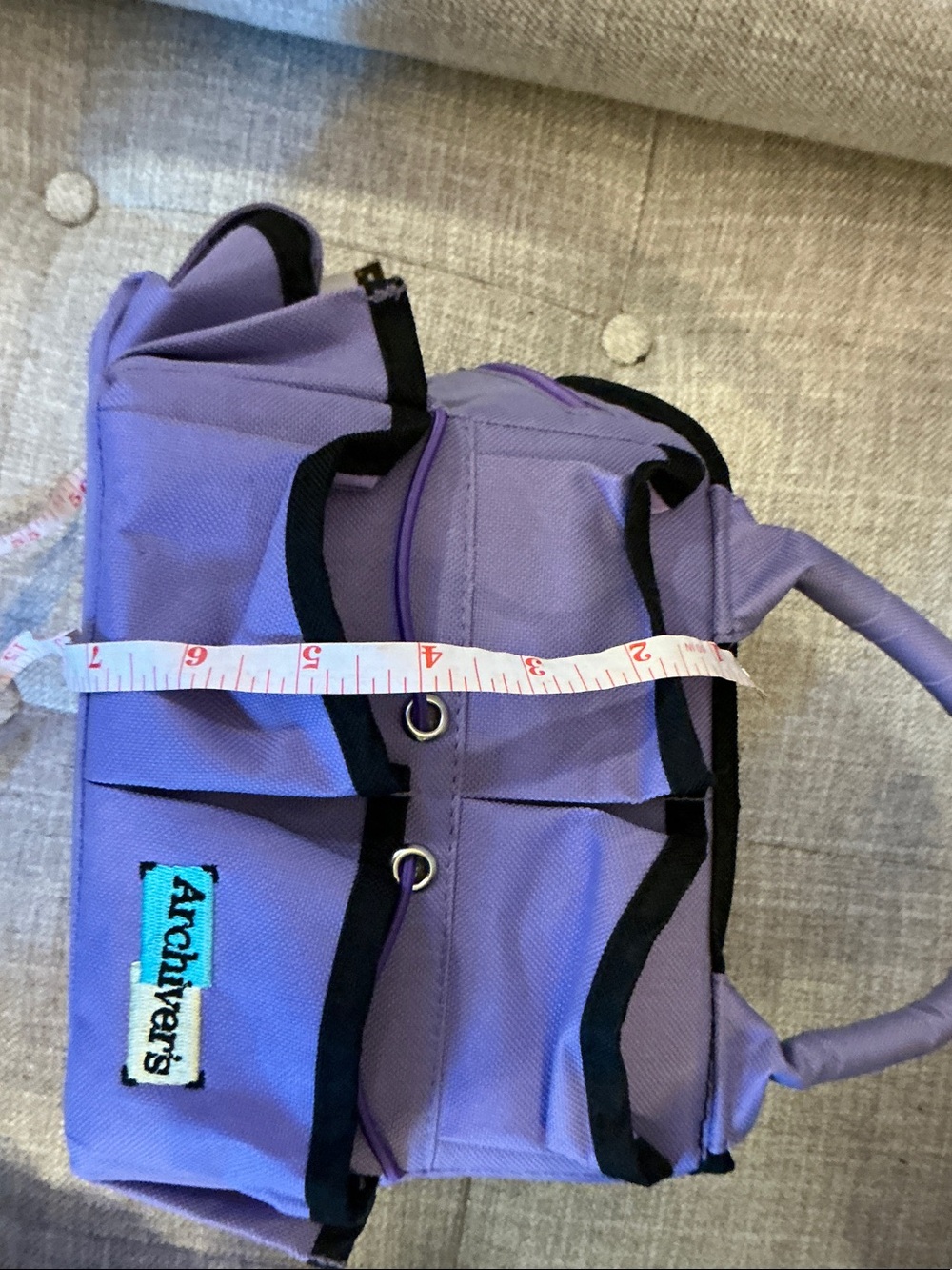 Purple Canvas Craft Tote Bag with Black Trim